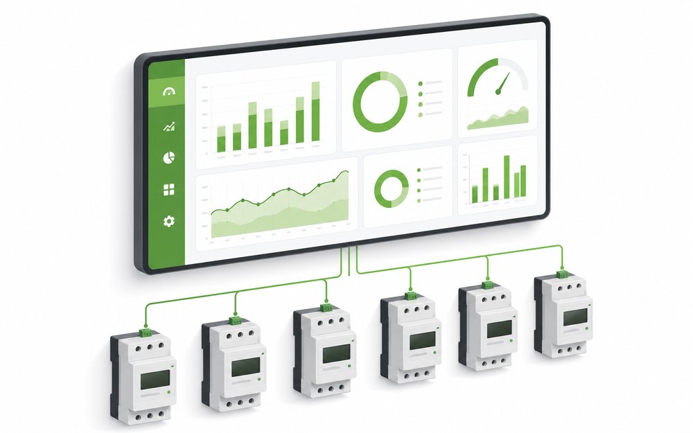 Energy meters on LV feeders connected to a monitoring dashboard