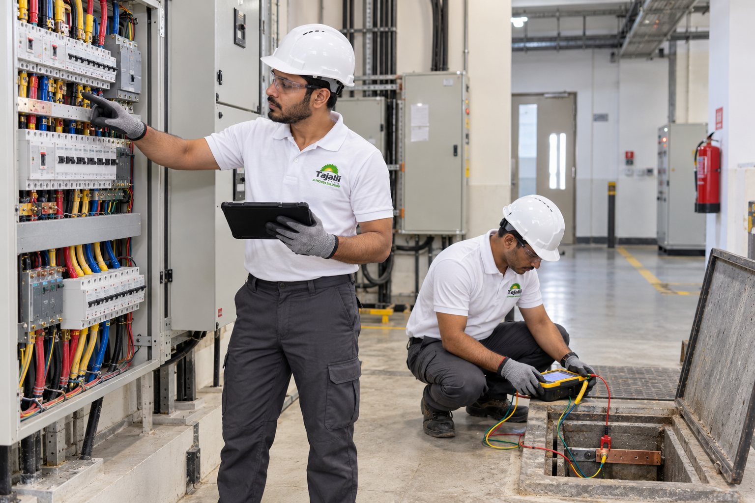 Tajalli Tech engineers carrying out an electrical safety audit